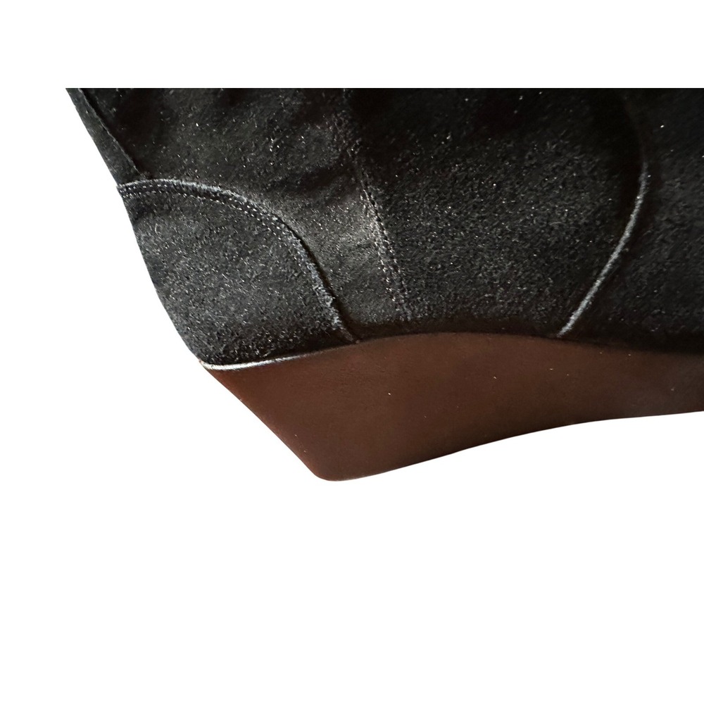 Crocs Black‎ Suede Wedge Ankle Boots Side Zip Booties Womens Size 11 - Picture 7 of 9